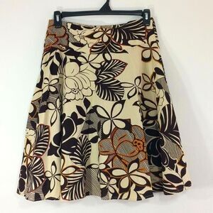 Metro Wear brown linen floral tropical Hawaiian coastal skirt